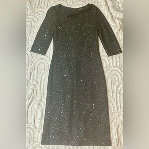 St. John Black Long Sleeve Sequin Dress